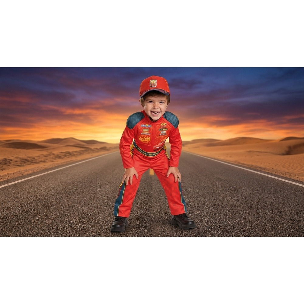 Cars Lightning McQueen Kid Toddler Costume Disney Pixar Disguise Red Hat Siz 4-6